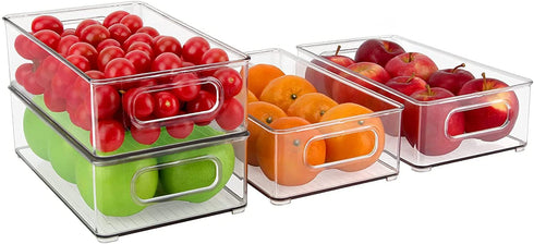 MLTS Fridge organizer | Stackable Storage Bins Clear Plastic Pantry Rack Refrigerator Kitchen Cabinet Frozen pod dividers Mini can holder Food Safe Multiple Use Pack of 2