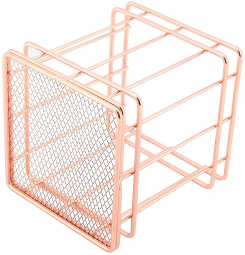Vbestlife Storage Basket, Rose Gold Iron Storage Basket Organizer Storage Holder Desktop Decor for Home/Office(B)