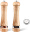 2-Piece Salt and Pepper Grinder Set, Wooden Salt and Pepper Mills with Adjustable Coarseness, Refillable Manual Pepper Mill Grinder for Home Cooks (8 inch)