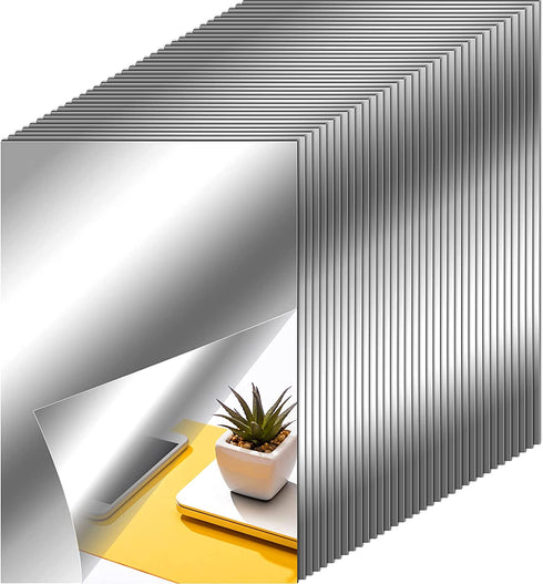 Flexible Mirror Sheets Self Adhesive Non Glass Mirror Tiles Mirror Stickers for Home Wall Decor (35 Pieces)