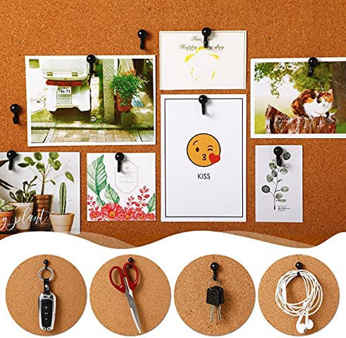 50 Pieces Push Pin Hooks Plastic Heads Pin Tacks Wall Thumb Tacks Hanging Nails Decorative Push Pins Hooks for Cork Bulletin Board Map Photos Calendar, Home Office School Supplies (Black)