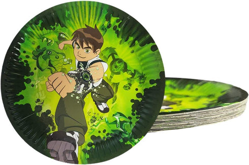 Ben 10 Birthday Party Supplies, 20 pcs Plates 20 pcs Napkins 1 pcs Tablecloth, Ben 10 Themed Party Supplies Set.