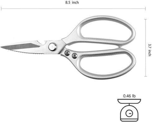 WAK 8.5" Kitchen Shears, Multi Functional Kitchen Scissors Heavy Duty, Professional Stainless Steel Scissors for Kitchen, Easily Cut Poultry, Chicken Bone, Meat, Fish, Bottle Opener