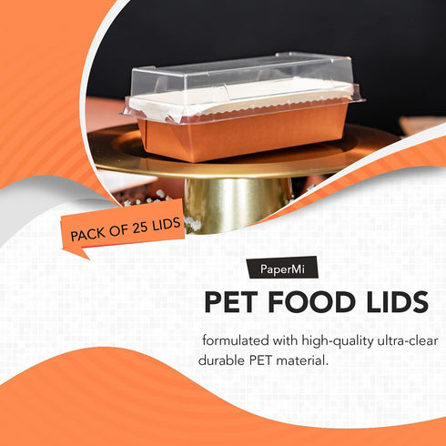 PaperMi PET Clear Lid Strong Pan Lids Having a Perfect Match with Our 7 Loaf Pans 25 pc Crystal Clear Pan Cover. Disposable Lid for Carry Out, Takeout and to Go- Holiday Gifts