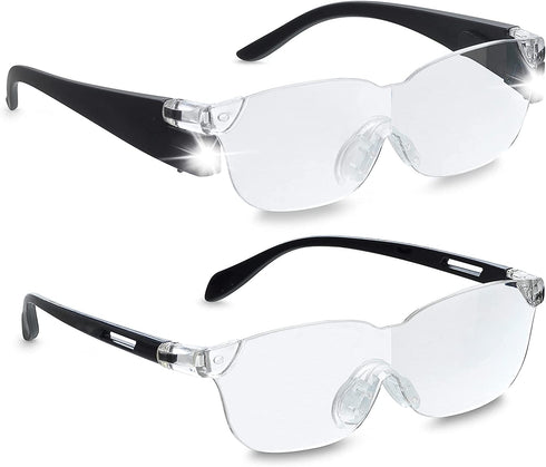 Zoom Vision Hands Free Magnifying Glasses with Light, 160% Magnification and dual LED lights, Includes Non Lighted Magnifying Glasses for Reading, Close Work and Crafts