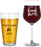 I Said Yes, That's What She Said Wine Glass and Beer Glass Set for Him Her Couples Newlyweds, Novelty Wine Gift for Engagement Proposal Valentine's Day Wedding Bridal Shower, 15Oz (Set of 2)