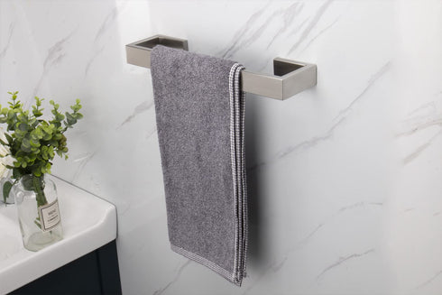 TocTen Bath Towel Rack - Square Base Thicken SUS304 Stainless Steel Towel Bar for Bathroom, Bathroom Bar Accessories Towel Rod Heavy Duty Wall Mounted Towel Holder (Brushed Nickle, 12 Inch)
