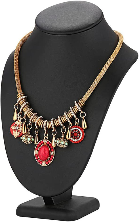 Necklace Jewelry Display Stand - Polmart Black Leatherette Tall Necklace Chain Jewelry Bust Display Holder Stand Necklace Pendant Holder Bust Stand Storage Decoration & Presentation (H:10.2")