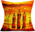 Smilyard African Decor Throw Pillow Covers Cotton Linen Oil Painting African Women Print Outdoor Pillow Covers Cushion Home Decorations 18x18 Inch Set of 4 Couch Pillow Case (Woman Set)