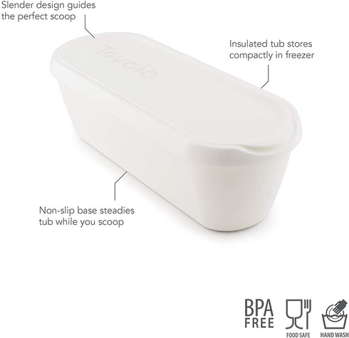 Tovolo Glide-A-Scoop, Non-Slip Base, Insulated Ice Cream Tub, 2.5 Quart, White