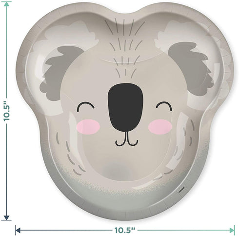 Koala Bear Shaped Paper Dinner Plates and Lunch Napkins (Serves 16)