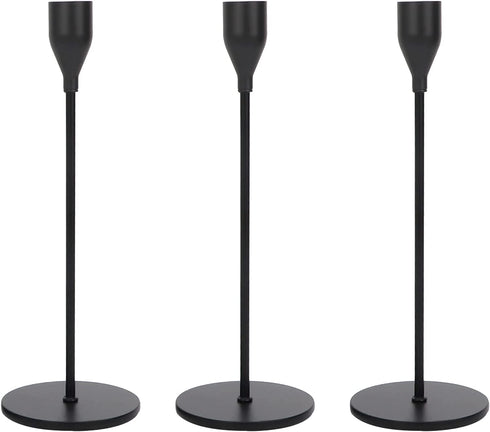 Ganydet Black Candlestick Holders Set of 3, Iron Taper Candle Holders, Decorative Candle Sticks Long Holder, 9.25 Tall Candle Holders for Table Centerpiece, Party, Wedding and Candlelight Dinner