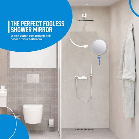 Heavy-Duty Fogless Mirror for Shower | Durable Anti Fog Shower Mirror for Shaving | with Razor Holder and Extra Anti-Fog Solution