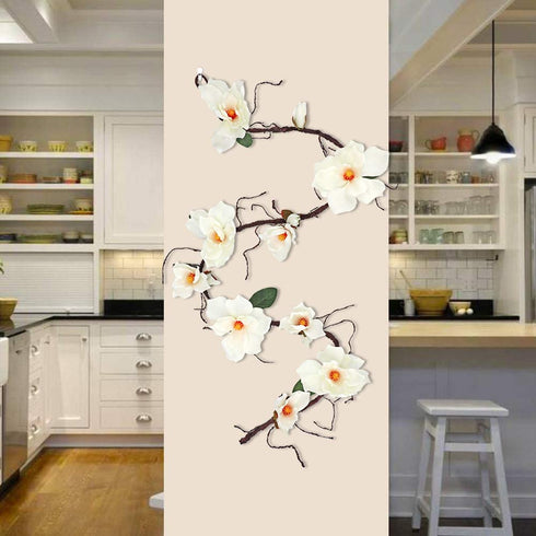 6.1 Ft Artificial Magnolia Flower Garland Hanging for Wedding Arch Wall Backdrop Home Garden Decoration (White)