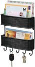 iDesign Twillo Steel Wall Mount 2-Tier Mail and Key Rack - 10.5" x 2.5" x 10.5", Matte Black