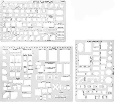 Sooez Architectural Templates, House Plan Template, Interior Design Template, Furniture Template, Drawing Template Kit, Drafting Tools and Supplies, Template Architecture Kit, 1/4 Scale
