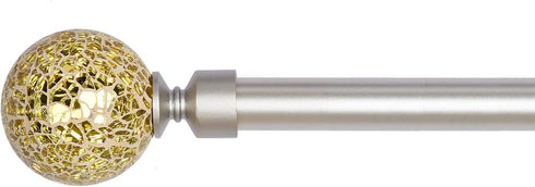 BOOM JOG Glass Mosaic Ball Finials Curtain Rod?3/4? Adjustable Curtain Rod?28-48 Inch?Nickel