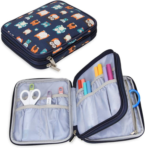 Yarwo Carrying Bag Compatible with Craft Accessories, Organizer Case for Craft Pen Set and Basic Tool Set Storage, Owls Pattern, Bag Only