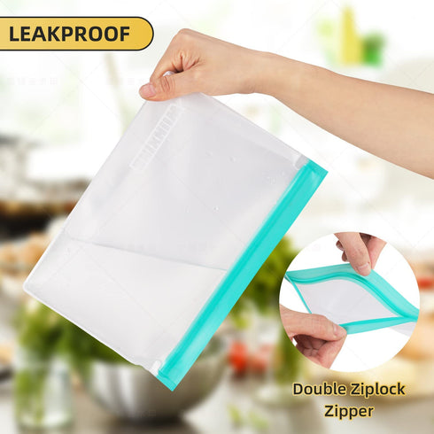 WIINXING Reusable Food Storage Bags- 12 Pack BPA FREE Stand Up and Flat Freezer Bags( 6 Large Leakproof Sandwich Bags + 6 Medium Food Grade Kids Snack Bags) Resealable Lunch Bag for Meat Fruit Veggies