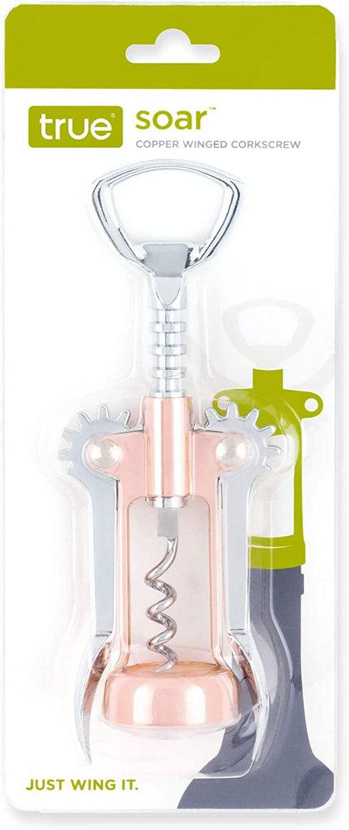 True Soar Copper Winged Corkscrew Self Centering Worm, Bottle Opener, Metallic