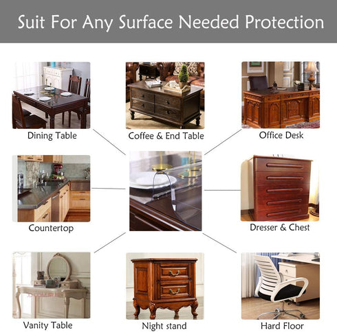 Square Tablecloth Protector 24 x 24 Inch Clear Desk Cover Protector 1.5 mm Thick Plastic Table Pad Mat Wooden Table Protector Desk Protector for End Table Night Stand Tea Table Kids and Student Desk