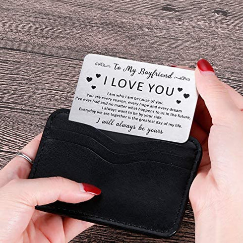 to My Boyfriend Gifts Wallet Card Insert for Him Men from Girlfriend to Boyfriend Husband to Be Christmas Valentine Stocking Suffers Anniversary Birthday Gifts I Love You Note Engagement Gifts Fiance