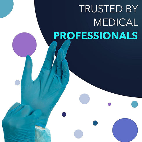 Huayuan Powder-Free Nitrile Disposable Exam Gloves, Industrial Medical Examination, Latex Free Rubber, Non-Sterile, Food Safe, Textured Fingertips, Ultra-Strong, 100 Pack, Blue Size Extra-Large