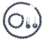 Rakumi Sterling silver 8mm Black Seashell Pearl Necklace Bracelet and Earrings Set for Women