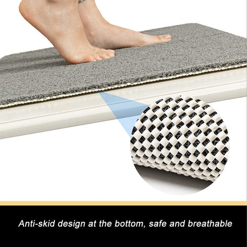 ROIMOE Non-Slip Shower Mat Bathtub Mat with Drain Soft on Feet PVC Loofah Shower for Bathroom Wet Area Quick Drying No Suction Cup Comfort Shower Rugs Bathroom Accessories Grey 32—16 HG-W02-1