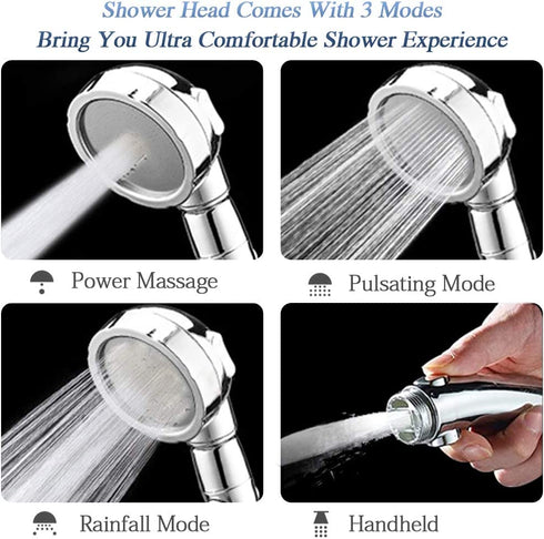 Handheld Shower Heads with Hose and Holder, High Pressure Shower Head with 3 Spray Settings and On/Off Switch Detachable Shower - (3-kit)