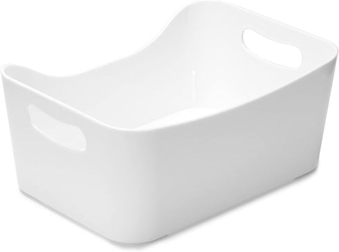YBM HOME Storage Bins - Open Plastic Organizers and Storage Basket for Kitchen Pantry Organization, Under Sink Bathroom Storage, Toy Baskets, Food Storage Box Containers (Small - White)