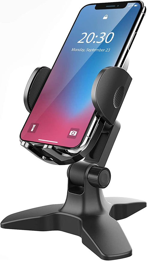 Cell Phone Stand for Desk, Adjustable Desk Phone Stand, Thick Case Friendly Cell Phone Holder Desk, Heavy Duty Phone Stand for Recording Office Home, Compatible with iPhone 14 13 12 11, Galaxy s20