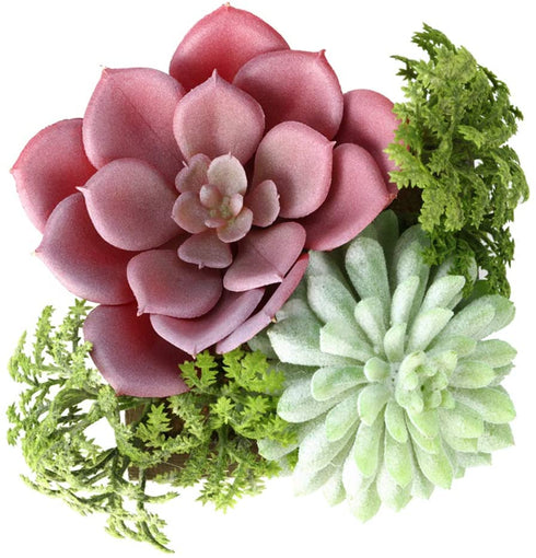Mingfuxin Artificial Succulents Plants, Mini Assorted Green Faux Succulents in Pots, Small Succulents Plants Artificial with Wood Potted for Home Office Living Room Table Desk Plants Decor, Set of 3