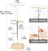 J JACKCUBE DESIGN Jewelry Tree Stand Organizer, with Adjustable Height Gold Metal Bar and Wooden Tray Storage Display Holder for Necklace, Earring, Bracelet and Ring- MK663A (Gold)