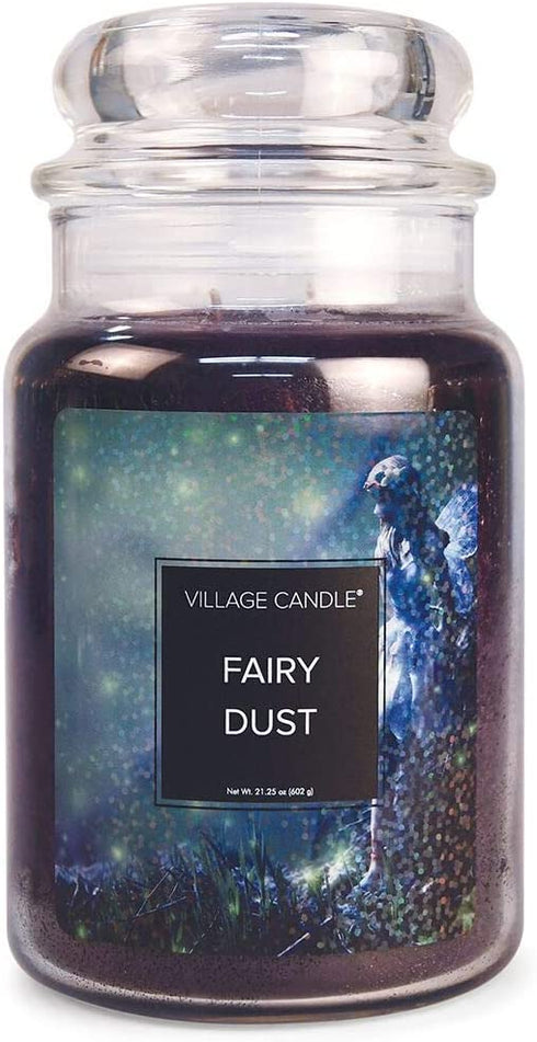 Village Candle Fairy Dust Large Glass Apothecary Jar Scented Candle, 21.25 oz, Purple
