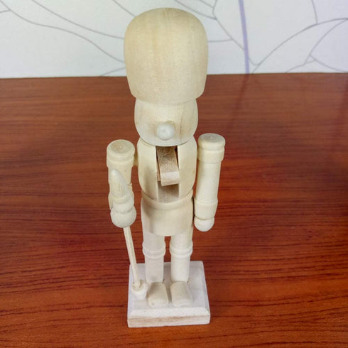 Sizet Unfinished Wood Nutcracker Ornaments Unpainted Mini Wooden Figurines, Set of 6