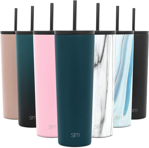 Simple Modern Insulated Tumbler Cup with Flip Lid and Straw Lid | Reusable Stainless Steel Water Bottle Iced Coffee Travel Mug | Classic Collection | 28oz (830ml) -Riptide