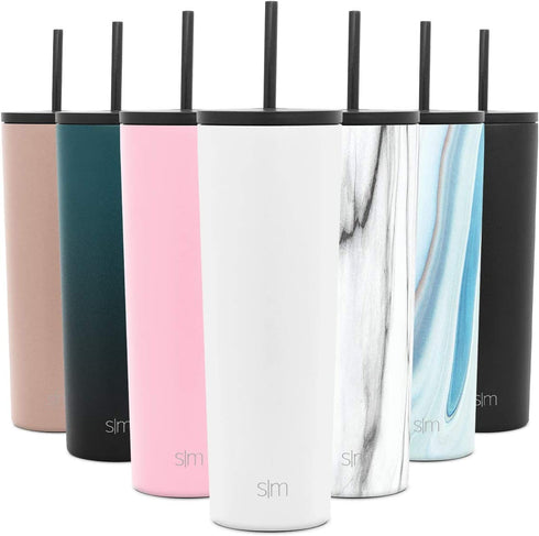 Simple Modern Insulated Tumbler Cup with Flip Lid and Straw Lid | Reusable Stainless Steel Water Bottle Iced Coffee Travel Mug | Classic Collection | 28oz (830ml) -Winter White