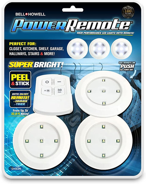 Bell+Howell Power Remote PODS Super Bright High Performance LED Lights As Seen On TV (Pack of 3)