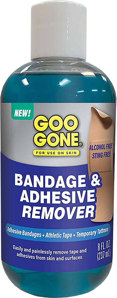 Goo Gone Bandage Adhesive Remover For Skin - 8 Ounce - Safe Method to Remove Sports Tape, KT Tape, Temporary Tattoos, Ink, Medical Bandages and More