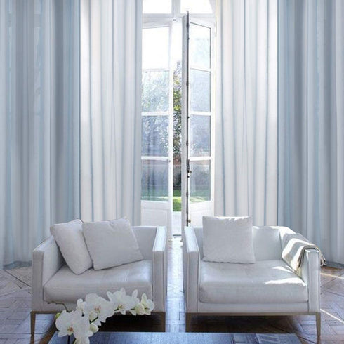 MIULEE 2 Panels Blue Semi Sheer Window Curtains Elegant Grommet Top Window Voile Panels/Drapes/Treatment Linen Textured Panels for Bedroom Living Room 54X84 Inch