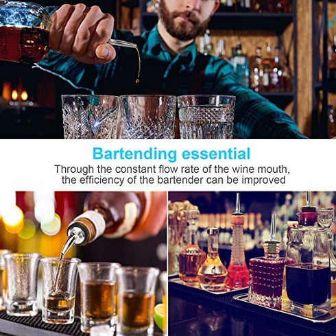 12PCS Liquor Bottle Pourers, Premium Liquor Pourers, Stainless Steel Olive Oil Spout, Speed Pour Spouts for Liquor Bottles, Bottle Pourers for Alcohol, with Sealed Dust Caps