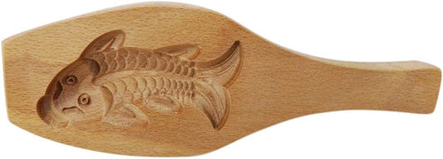 Traditional Wooden Moon Cake Mold, Gold Fish Shape For Biscuits, Muffins, Mid-Autumn Festival, 9 Inch