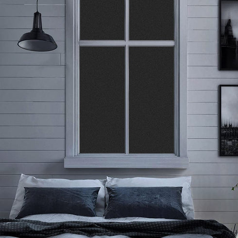 Finnez Blackout Window Film Privacy No Glue Necesary Static Cling,Anti-UV,Black Window Film 100% Light Blocking for Home Or Office(17.5 x 78.7 Inches)