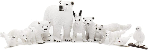 TMORU Arctic Animal Figures, 11 Pcs Realistic Polar Bear Figurines Set, Birthday Cake Toppers Toy Gift for Kids