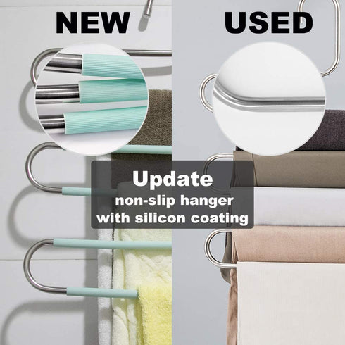 Myfolrena Pants Hangers, Updated S Shaped Hanger Non Slip Clothes Hanger Space Saving for Jeans Trousers Slacks Leggings (Teal-4 Pack)