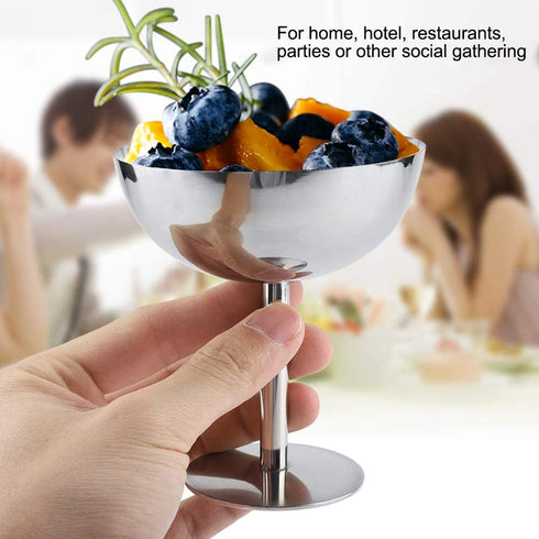 Ice Cream Cups Dessert Dish Stainless Steel Sundae Bowls for Salad Fruit Pudding(Tall)