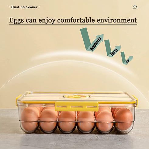 JMSWENJUAN Egg Holder|Clear Egg Tray Storage Box with Lid and special buckle,Stackable PET Plastic Refrigerator Organizer Bins,Eggs Containers 18 Egg Tray- Smoke Gray