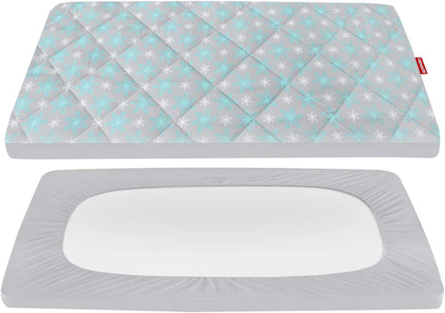 Pack and Play Sheet Quilted, Breathable Thick Play Yard Playpen Sheets, Lovely Print Mattress Pad Cover 39"×27"×5" Fit Baby Portable Mini Cribs, Suitable for Graco Play Yards and Foldable Mattresses