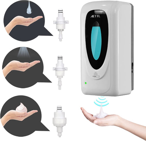 AETTL Automatic Soap Dispenser, Touchless Hand Sanitizer Dispenser Wall Mount, Sensor Foaming Dispenser 1000ml/33oz Refillable Bottle with Drip Tray for Bathroom, Hotel, Office, Church, Supermarket€¦